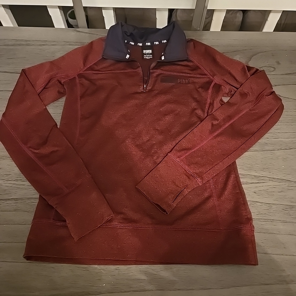 Victoria's Secret Pink Maroon Quarter-Zip Pullover